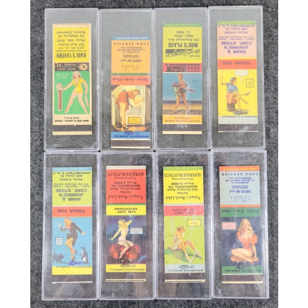 LOT OF 8 - PIN-UP ADVERTISING MATCHBOOK PACKAGES - MATCH CORP & SUPERIOR MATCH CO.