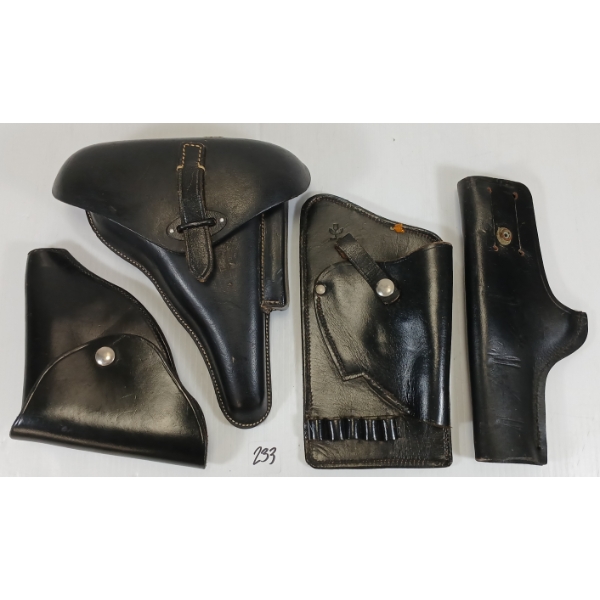 LOT OF 4 - BLACK LEATHER HANDGUN HOLSTERS
