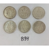 Image 1 : LOT OF 6 - 1957 - '65 CDN 50 CENT SILVER COINS