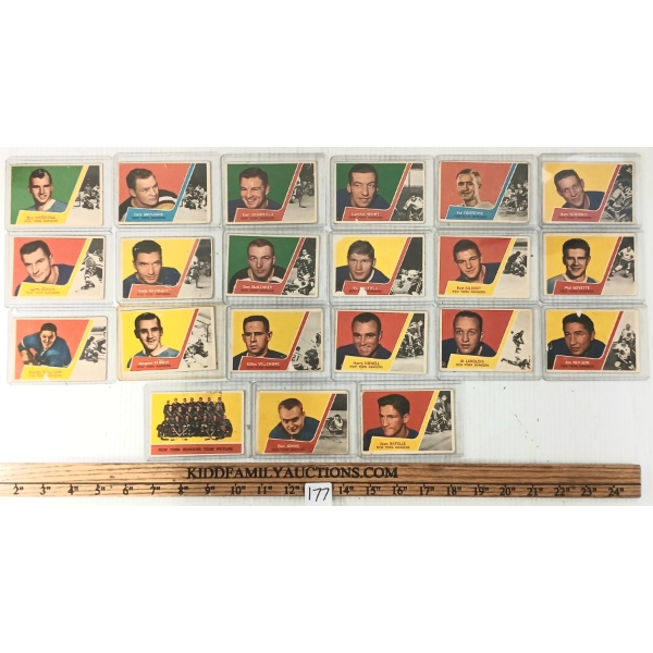 LOT OF 21 - 1963-1964 OPC NEW YORK RANGERS HOCKEY CARDS