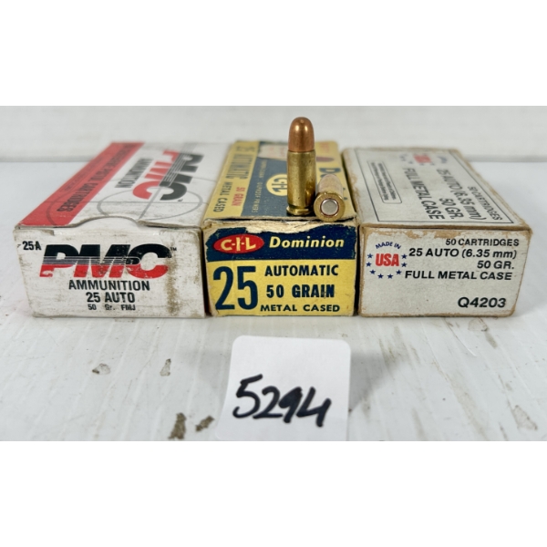 AMMO: APPROX 125X .25 ACP - 50 GR FMJ