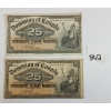 LOT OF 2 - 1900 DOMINION OF CANADA 25 CENT SHINPLASTERS