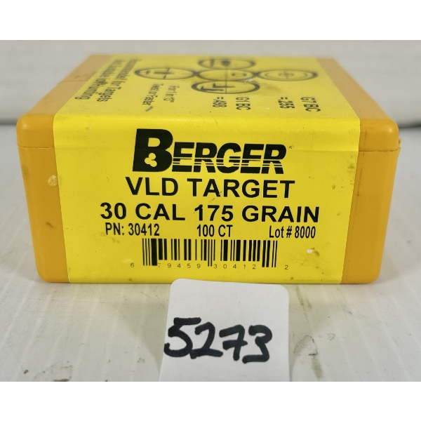 BULLETS: 100X BERGER .30 CAL 175GR. - SEALED 