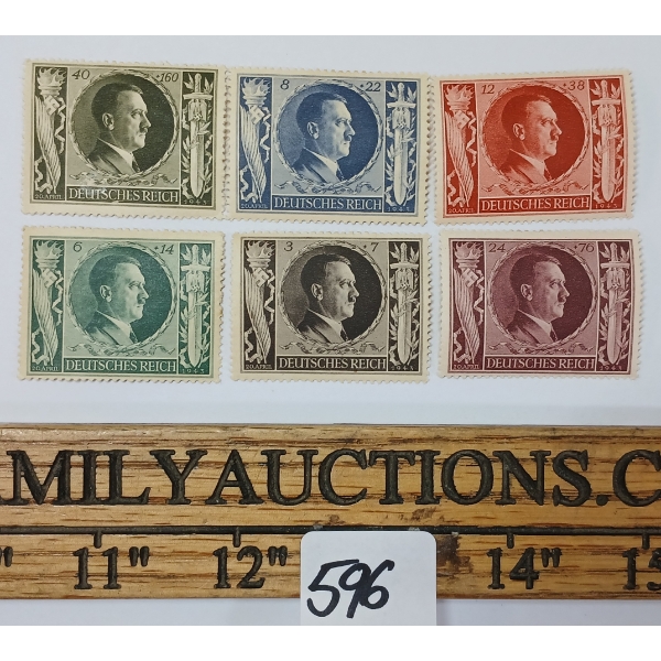 LOT OF 6 - WWII DEUTSCHES  REICH HITLER STAMPS