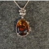 Image 2 : SIMULATED AMBER & STERLING SILVER PENDANT ON CHAIN