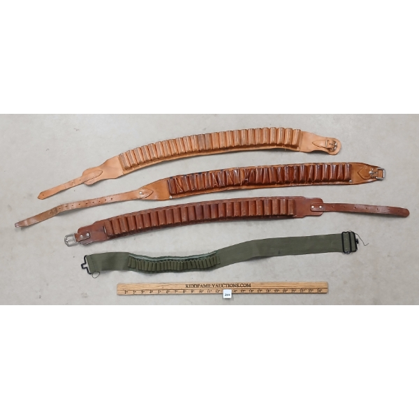 LOT OF 4 - LEATHER & WEB PATTERN CARTRIDGE BELTS