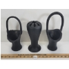 Image 4 : LOT OF 3 - BLACK SATIN GLASSWARE - VASE AND BASKETS