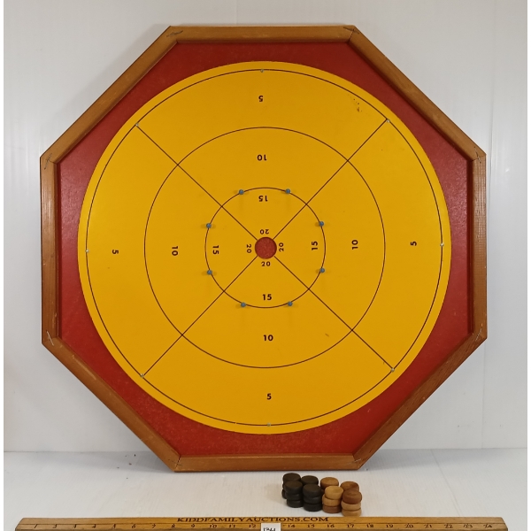 CROKINOLE & CHECKERS BOARD W/ CHECKERS