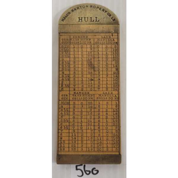 HALL'S BARTON ROPERY CO. BRASS & DOGWOOD RULER
