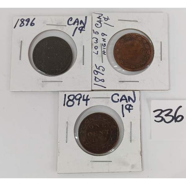 LOT OF 3 - 1894 - '96 CDN LARGE CENTS