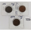 Image 1 : LOT OF 3 - 1894 - '96 CDN LARGE CENTS
