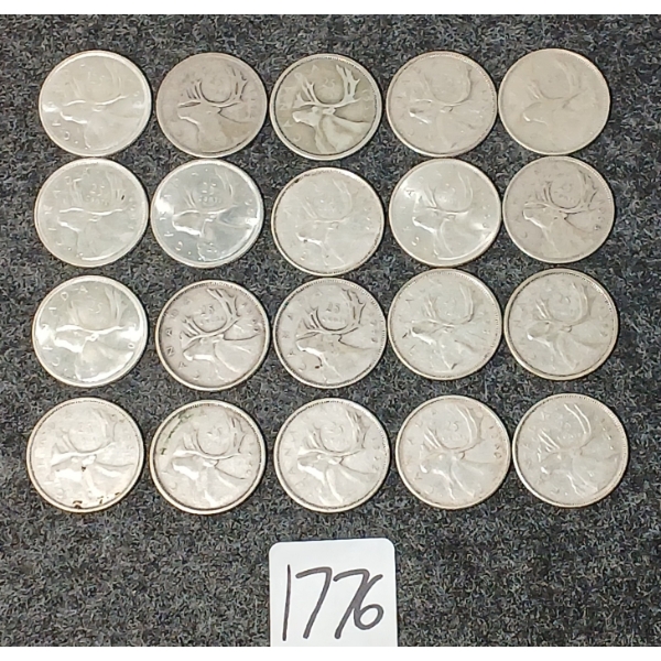 LOT OF 20 - 1942-1968 CDN 25 CENT COINS