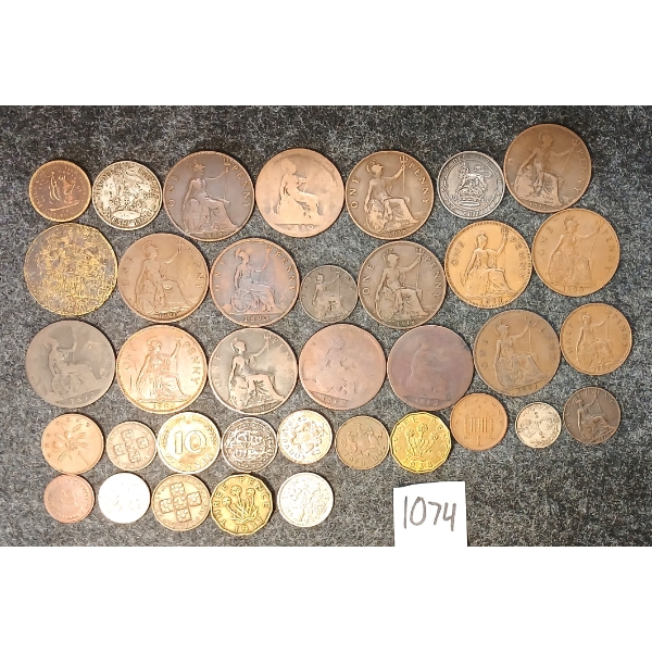 QTY OF BRITISH COINS - INCL SILVER PCS & LARGE CENTS