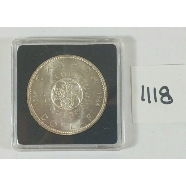 1964 CDN CHARLOTTETOWN / QUEBEC SILVER $1 COIN