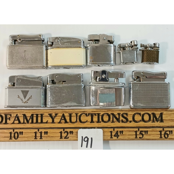LOT OF 9 - PYGMY & EXPRESS MODEL MINIATURE LIGHTERS - GOLDEN BELL, ARVIN, KREISLER, ETC