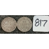 Image 1 : LOT OF 2 - 1894 & 1917 NEWFOUNDLAND 20 & 25 CENT COINS