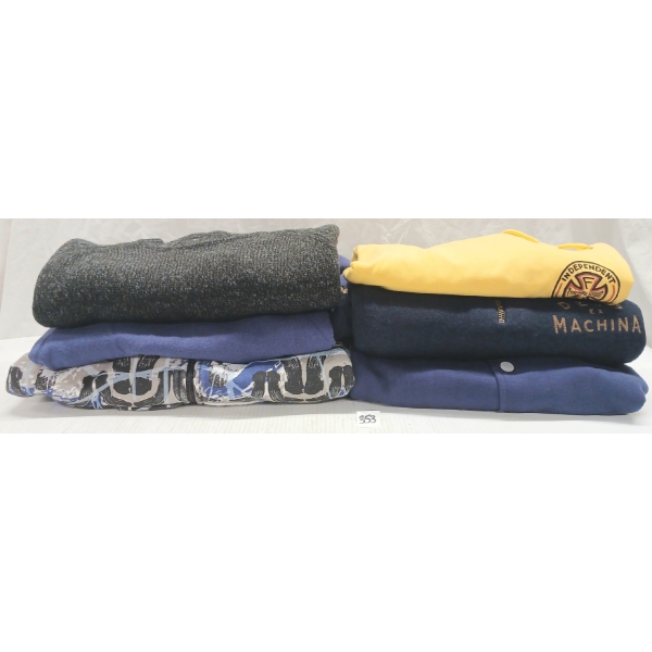 LOT OF 6 - MEN'S T-SHIRT, HOODIE & SWEATERS - MFG INSIGHT, WESC, BRIXTON & DEUS EX MACHINA