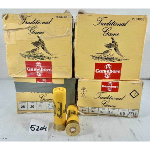 AMMO: APPROX 95X GAMEBORE 20 GA 2-1/2IN NO6