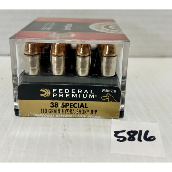 AMMO: 20X FEDERAL .38 SPL 110GR. HP 