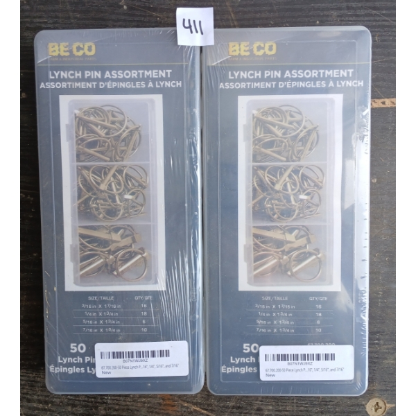 LOT OF 2 - BE CO LYNCH PIN ASSORTMENT SETS - AS NEW