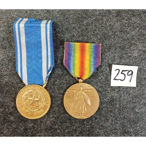 LOT OF 2 - WWI US VICTORY MEDAL & ITALIAN NAVY MEDAL OF VALOUR