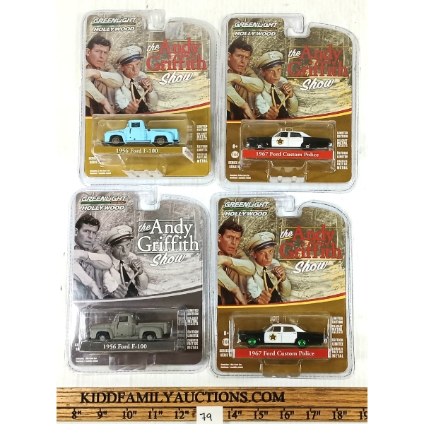 LOT OF 4 - GREENLIGHT DIECAST THE ANDY GRIFFITH SHOW - '67 FORD CUSTOM POLICE & '56 FORD F-100