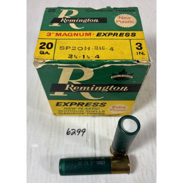 AMMO: 25X REMINGTON 20GA - 3IN MAG - #4 SHOT
