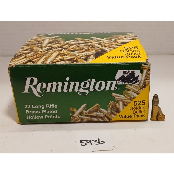 AMMO: APPROX 525X REMINGTON .22 LR - BRASS PLATED HP