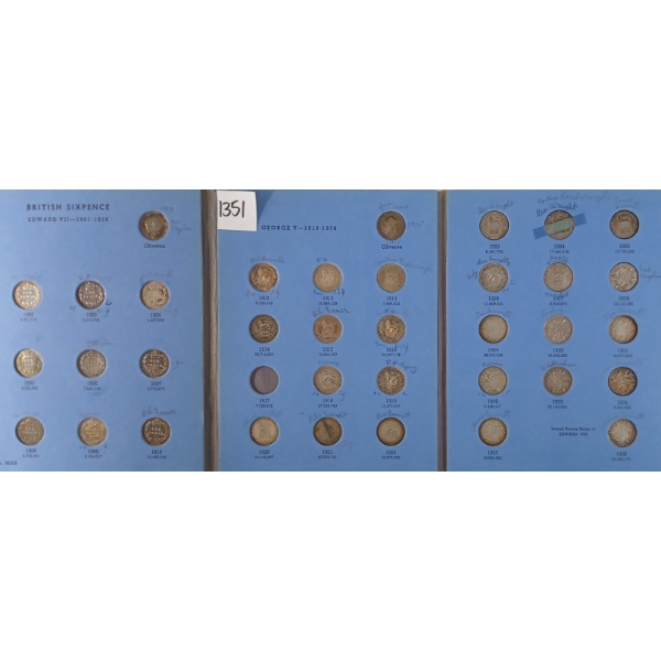 1910-1936 GRT BRITAIN 6 PENCE SILVER COINS BOOKLET