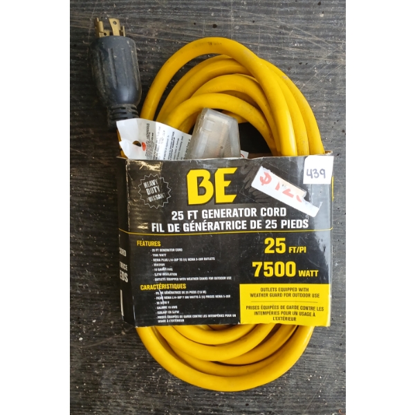 BE 25FT GENERATOR CORD - 7500W