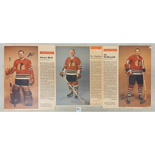 LOT OF 3 - WEEKEND MAGAZINE CHICAGO BLACK HAWKS FOAM CORE SIGNS - AUTOGRAPHED
