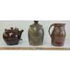 Image 2 : LOT OF 3 - TEAPOT, JAR & PITCHER STONEWARE POTTERY 