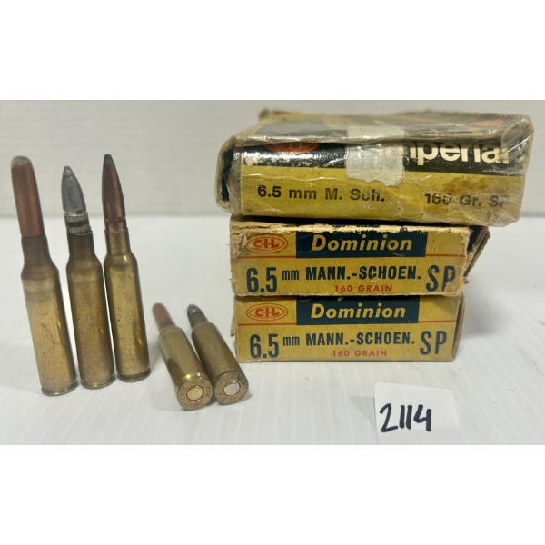 AMMO / BRASS: 39X LIVE & 3X BRASS MIXED 6.5X54 MM M-S