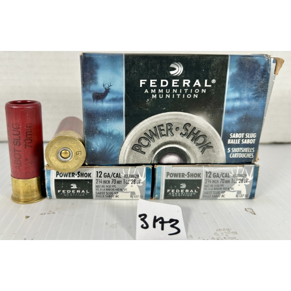 AMMO: 15X FEDERAL 12 GA 2-3/4 IN - HP SABOT SLUGS