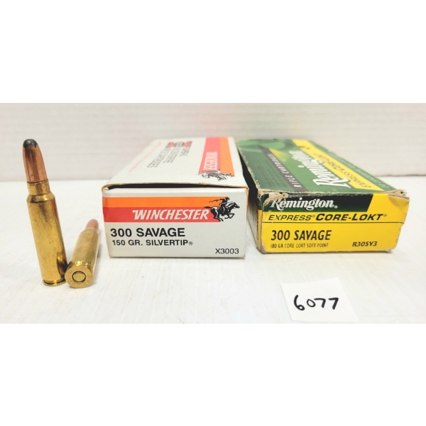 AMMO: 19X LIVE & 9X BRASS .300 SAVAGE 150 GR & 180 GR