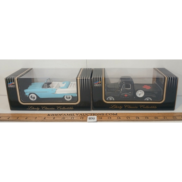 LOT OF 2 - ERTL 1955 CHEVY CONVERTIBLE & 1954 INTERNATIONAL PIKCUP DIECAST COIN BANKS - ELMIRA