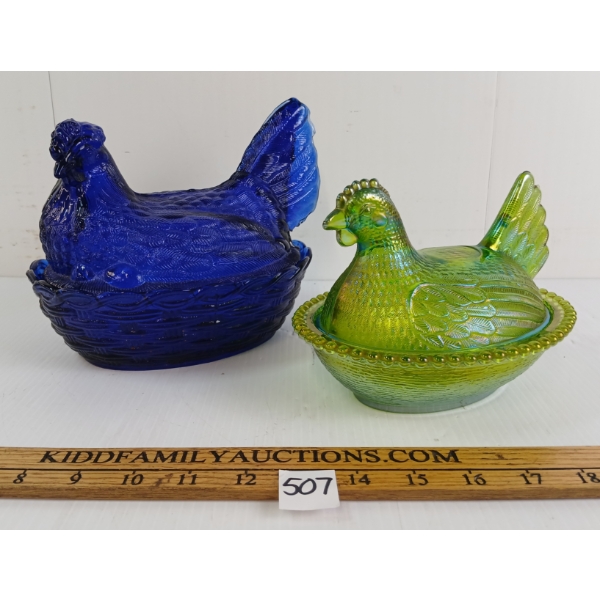LOT OF 2 - NESTING HEN CANDY DISHES