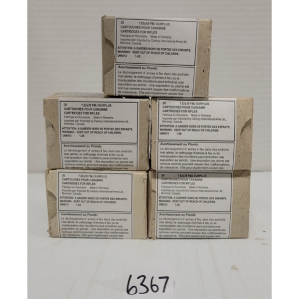 AMMO: 100X 7.62 X 39 FMJ SURPLUS - SEALED
