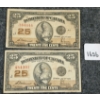 Image 1 : LOT OF 2 - 1923 DOMINION OF CANADA 25 CENT BANKNOTES