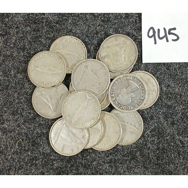 LOT OF 15 - 1962-1968 CDN SILVER DIMES