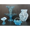 Image 4 : LOT OF 4 - BLUE URANIUM FENTON ART GLASS PCS