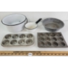 LOT OF 5 - ENAMEL COOKWARE & TIN BAKING TRAYS