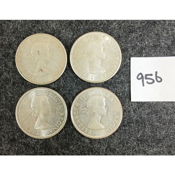 LOT OF 4 - 1961 CDN 50 CENT SILVER COINS
