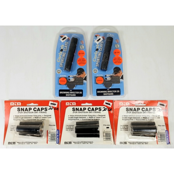 LOT OF 5 - 3X 20GA SNAP CAPS & 2X CARLSON SPORTING CLAY 20GA CHOKE TUBES