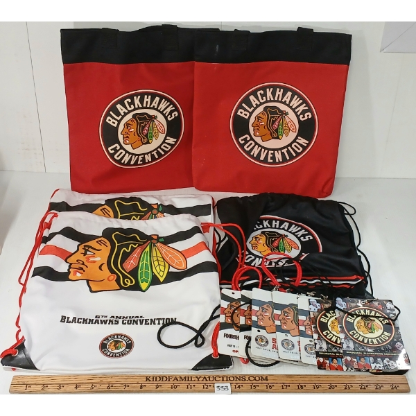JOB LOT - NHL CHICAGO BLACK HAWKS TOTES & LANYARDS