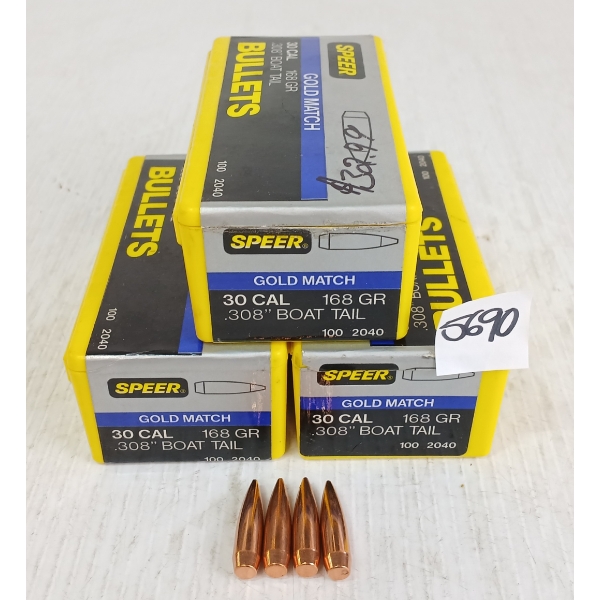 BULLETS: APPROX 300X SPEER GOLD MATCH .30CAL - 168GR - BT