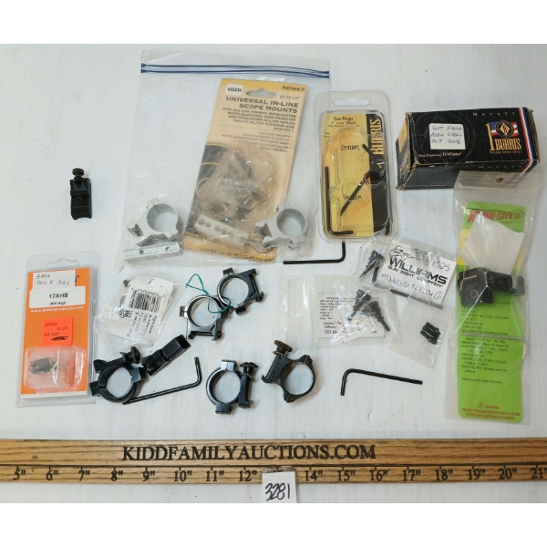JOB LOT - MISC SIGHTS, SCOPE RINGS, BASES, ETC
