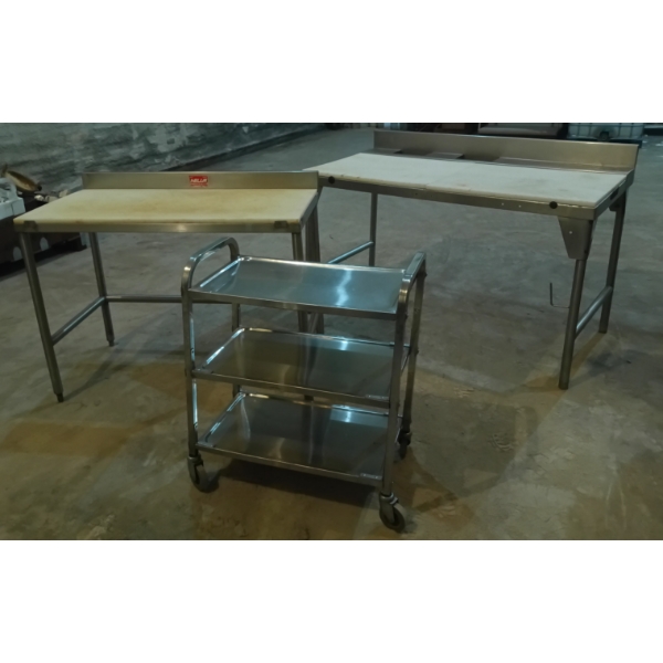 LOT OF 3 - STAINLESS WORK BENCHES