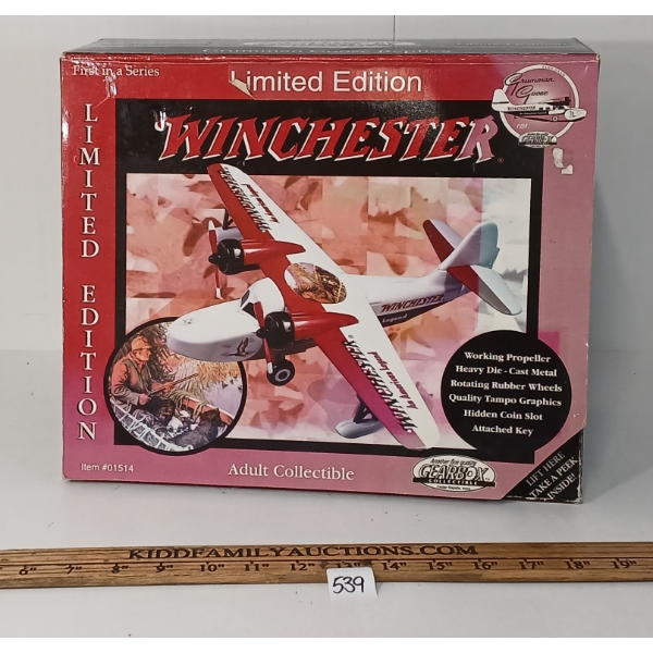 WINCHESTER GRUMMAN GOOSE REPLICA DIECAST COIN BANK -MFG GEARBOX