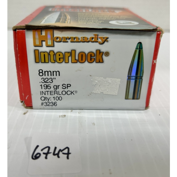 BULLETS: 100X HORNADY 8 MM (.323 IN) 195 GR SP